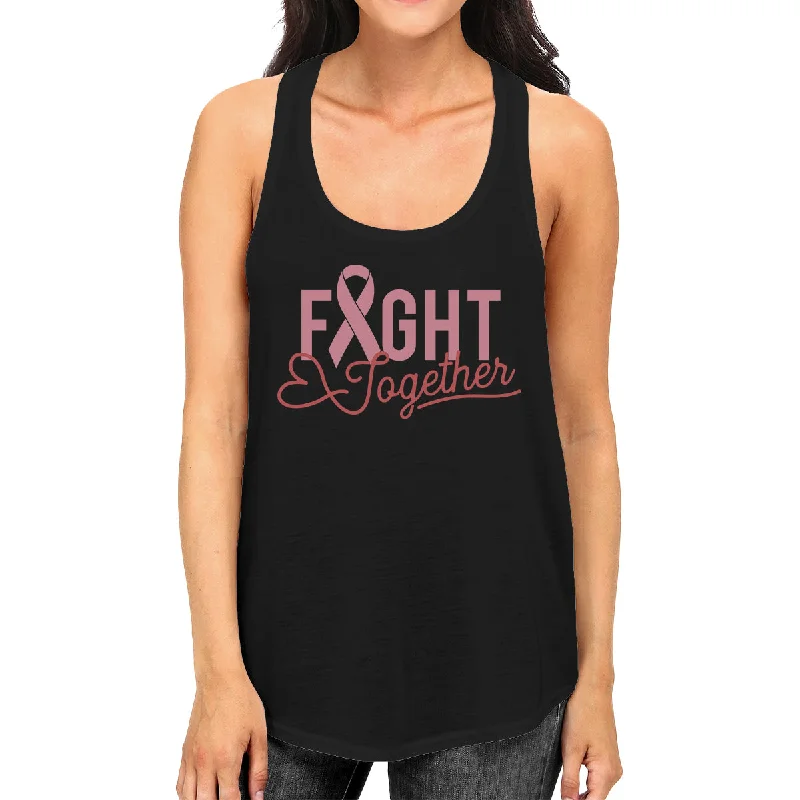 Street Chic Discounts Fight Together Breast Cancer Awareness Womens Black Tank Top