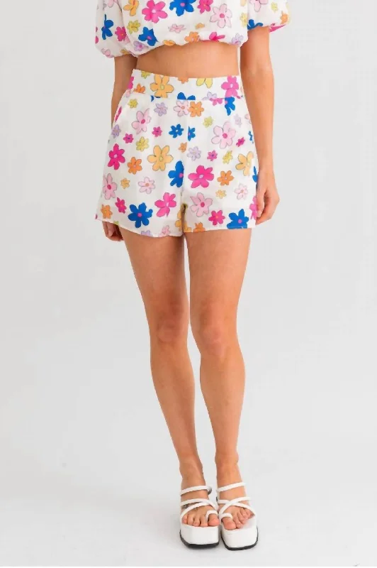 Affordable Women's Clothing Multi Color Floral Shorts In Multi-Colored