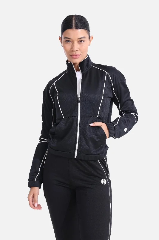 Women's Clothing For Holiday Travel Black Tracksuit Jacket