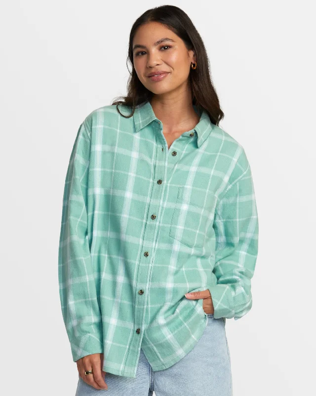 Find Your Unique Flair Mable Flannel Long Sleeve Shirt - Green Haze