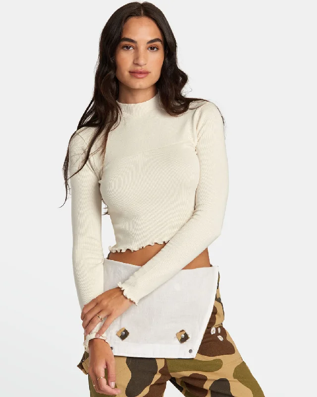 Women's Trendy Clothes Saved Long Sleeve Long Sleeve Crop Top - Latte