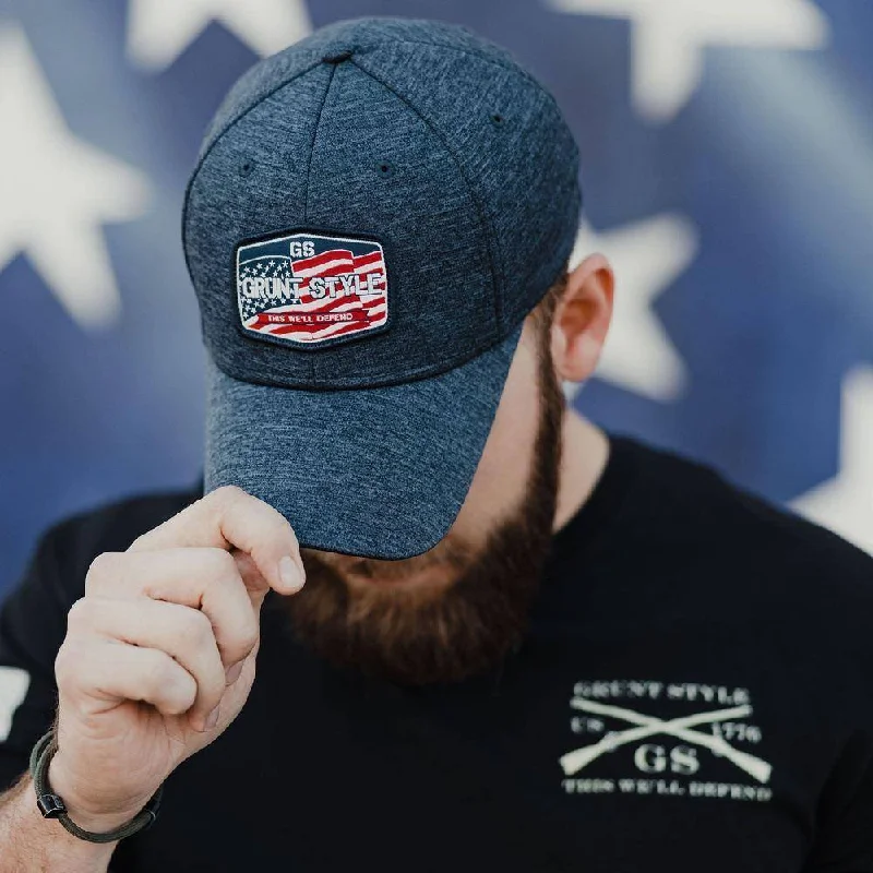 Seasonal Picks Old Glory Patch Stretch Fit Hat - Navy Heather