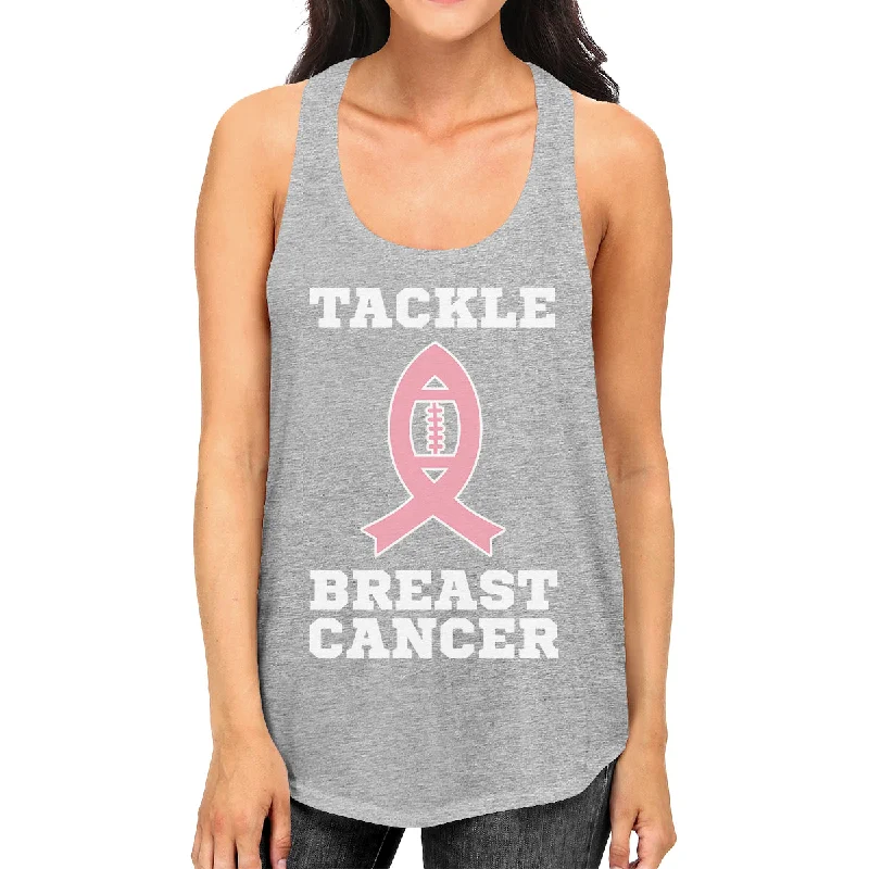 Affordable Luxury Fashion Tackle Breast Cancer Football Womens Grey Tank Top