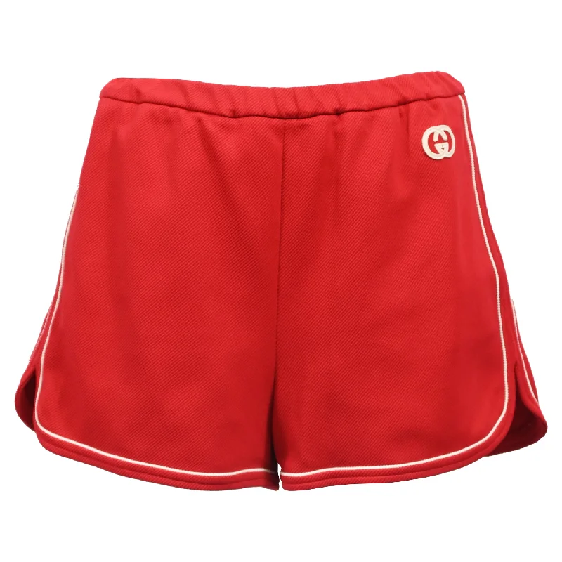 Women's Athletic Outfit Gucci Interlocking G Track Shorts in Red Cotton