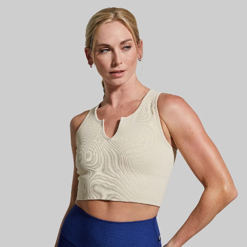 Chic And Trendy Good to Go Seamless Crop Tank (Oatmeal)