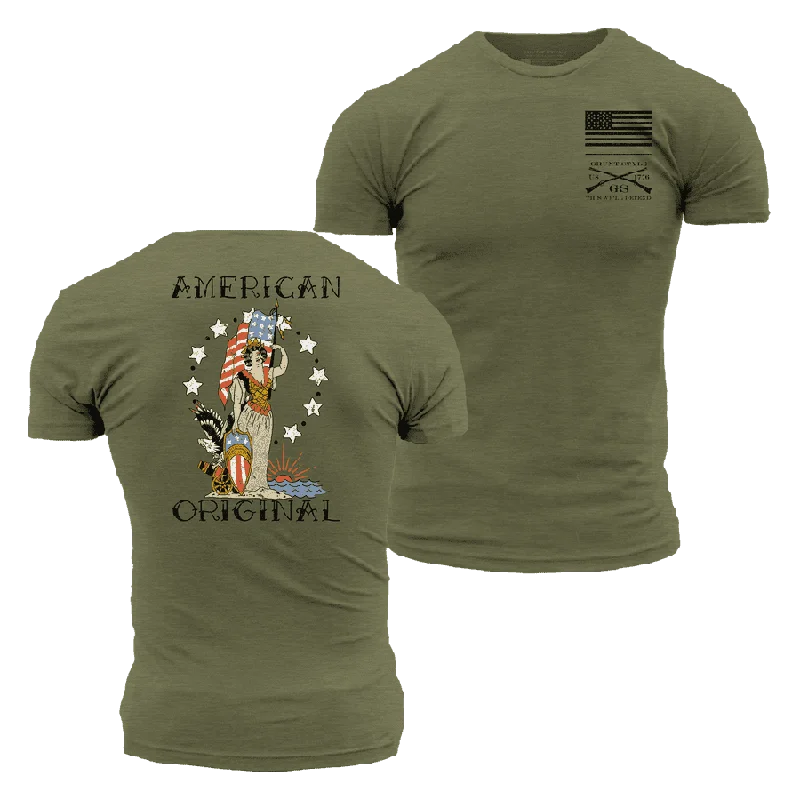 Chic Women's Attire American Original T-Shirt - Military Green