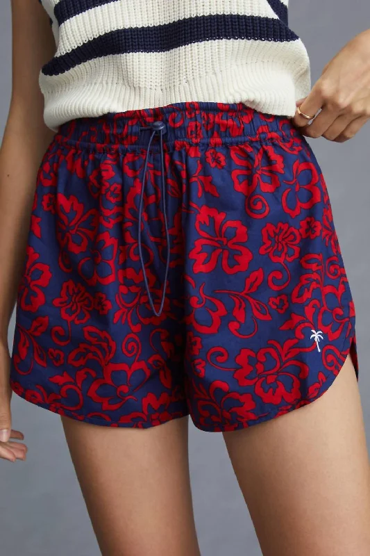 Popular Collection Aloha Pull On Drawstring Shorts In Navy