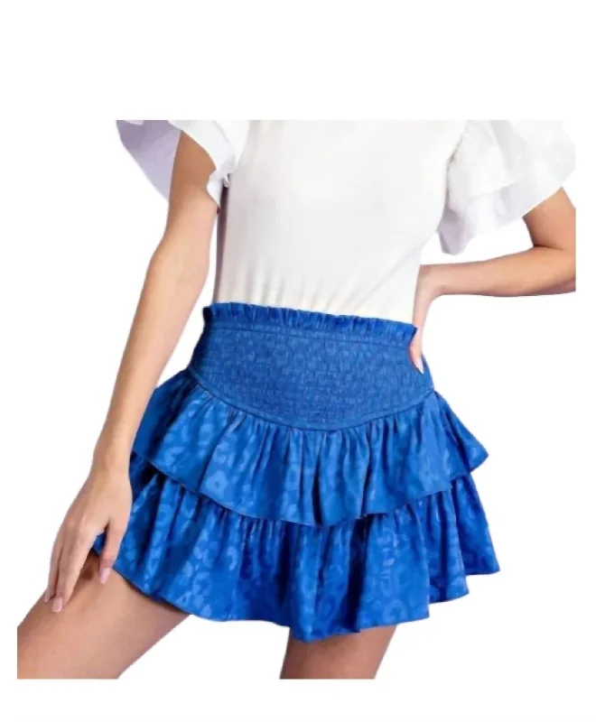 Unleash Your Style Smocked Ruffle Mini Skort In Royal Blue