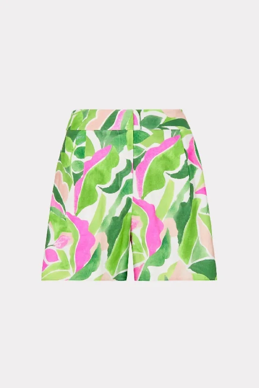 The Latest Trends Painted Bloom Linen Short In Leaf Multi