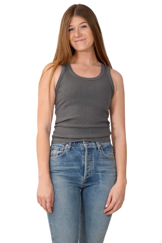 You'Ll Love Us Because Poppy Scoop Neck Tank in Gravity