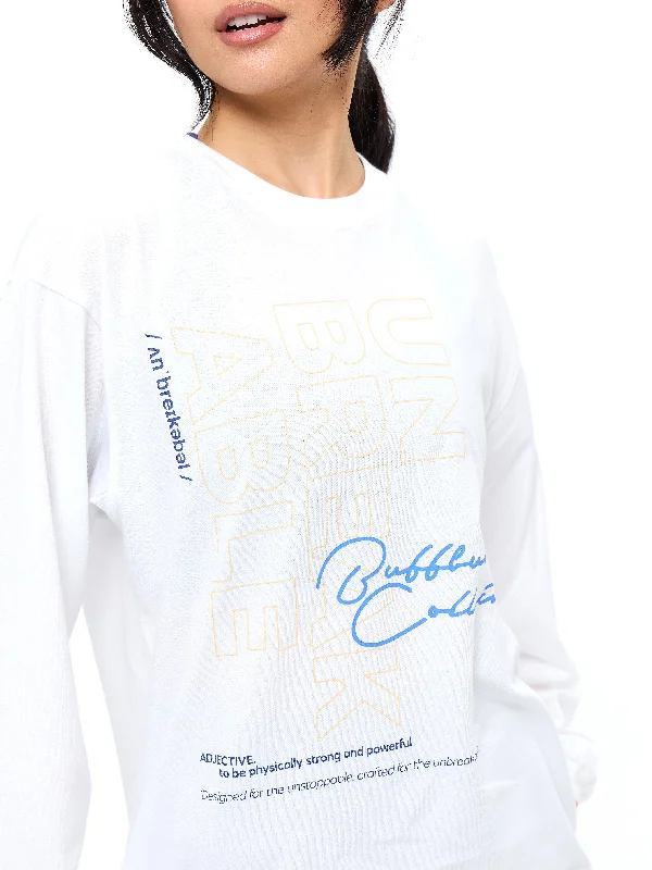 Affordable Women's Clothes Definition Long Sleeve Tee - White