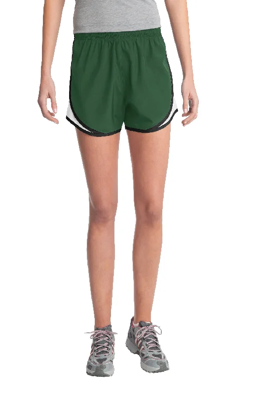 Women's Tailored Outfit Sport-Tek Womens Cadence Moisture Wicking Shorts - Forest Green/White/Black - Closeout