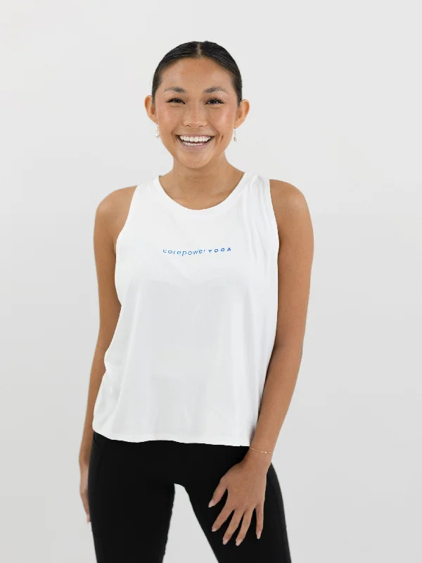 Don't Miss Out CorePower Yoga White Cropped Tank