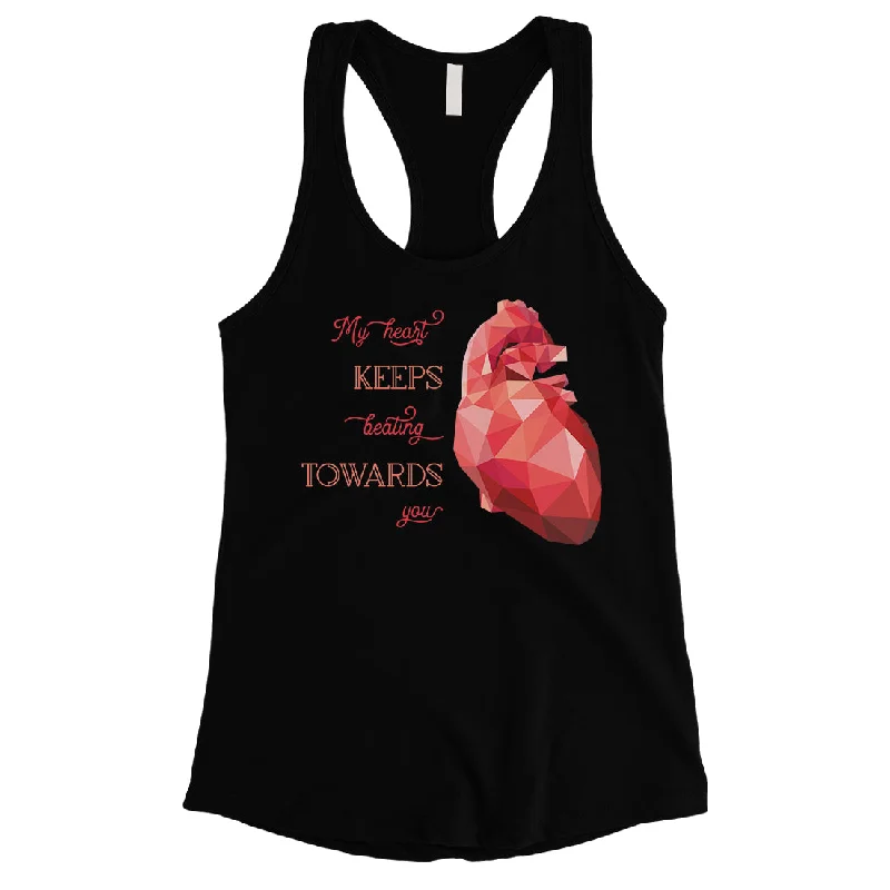 Women's Functional Outdoor Garments Geometric Heart Beating Womens Tank Top Cute Valentine's Day Gift