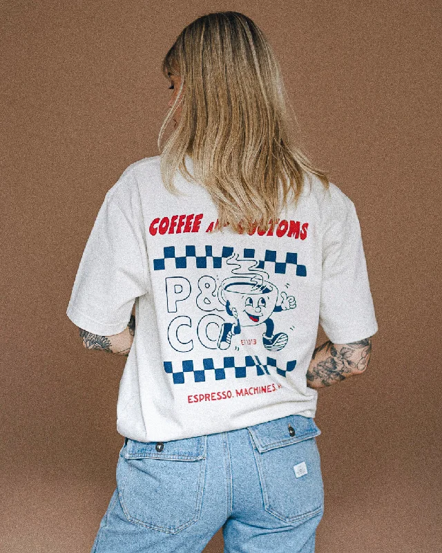 Classic Women's Apparel Coffee & Customs Boxy T-Shirt - Bone