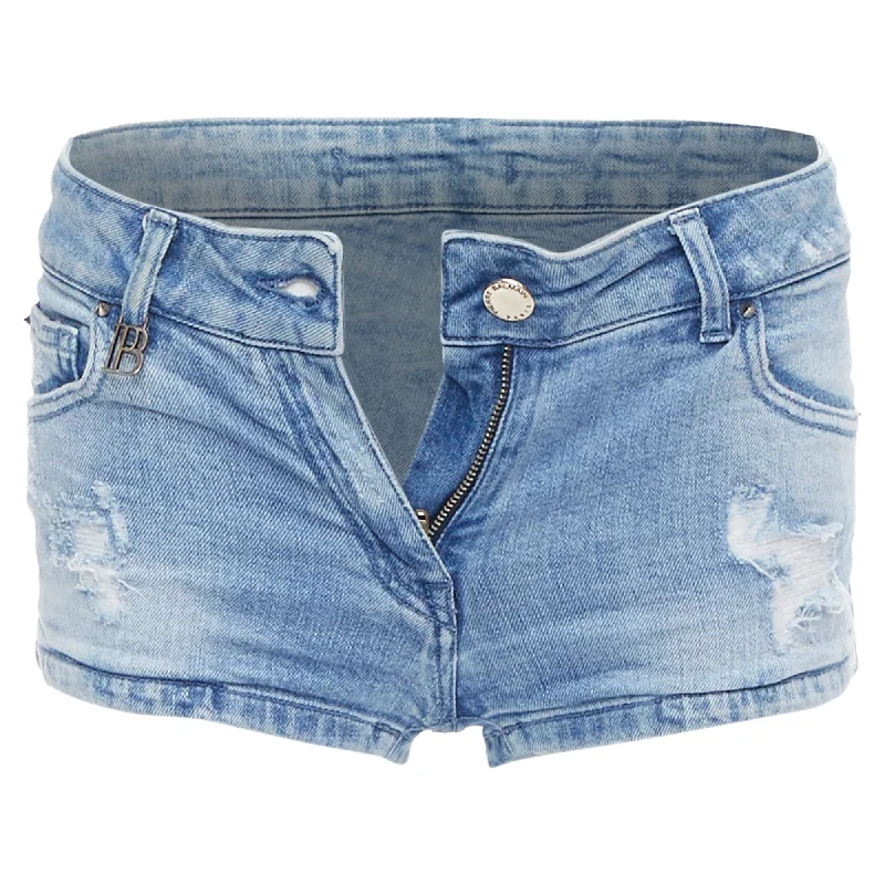 The Latest Trends Pierre Balmain Distressed Washed B Logo Charm Hot Shorts