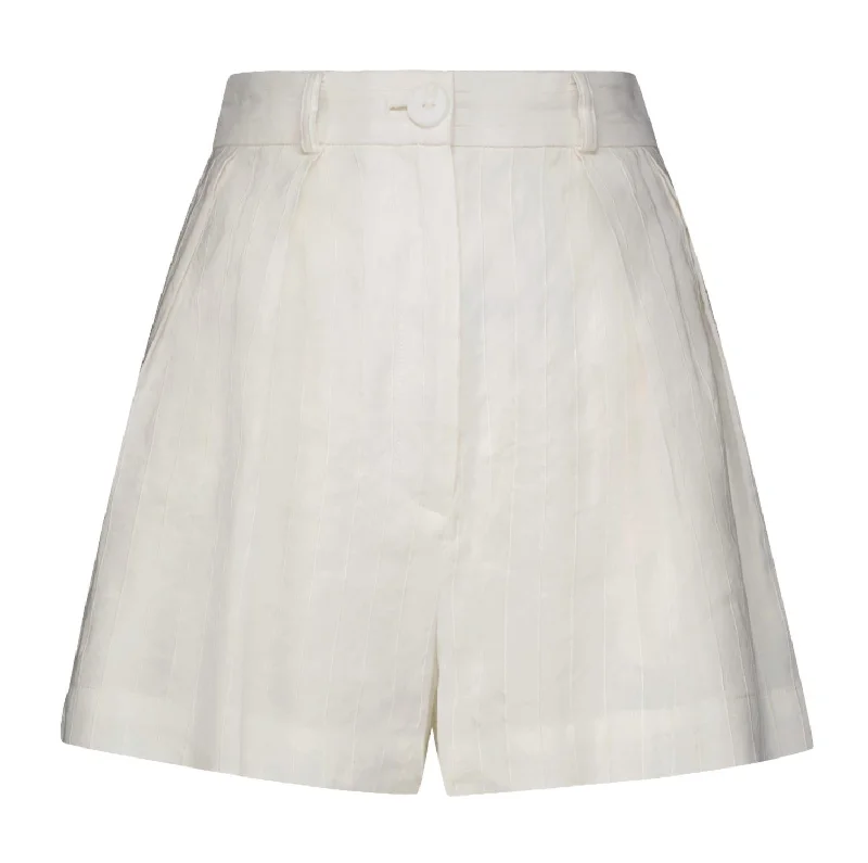 Women's Versatile Apparel Button Pleated Short In White