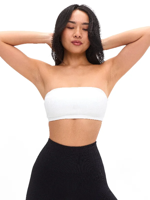 Style Breakthroughs Seamless Ribbed Bandeau - White