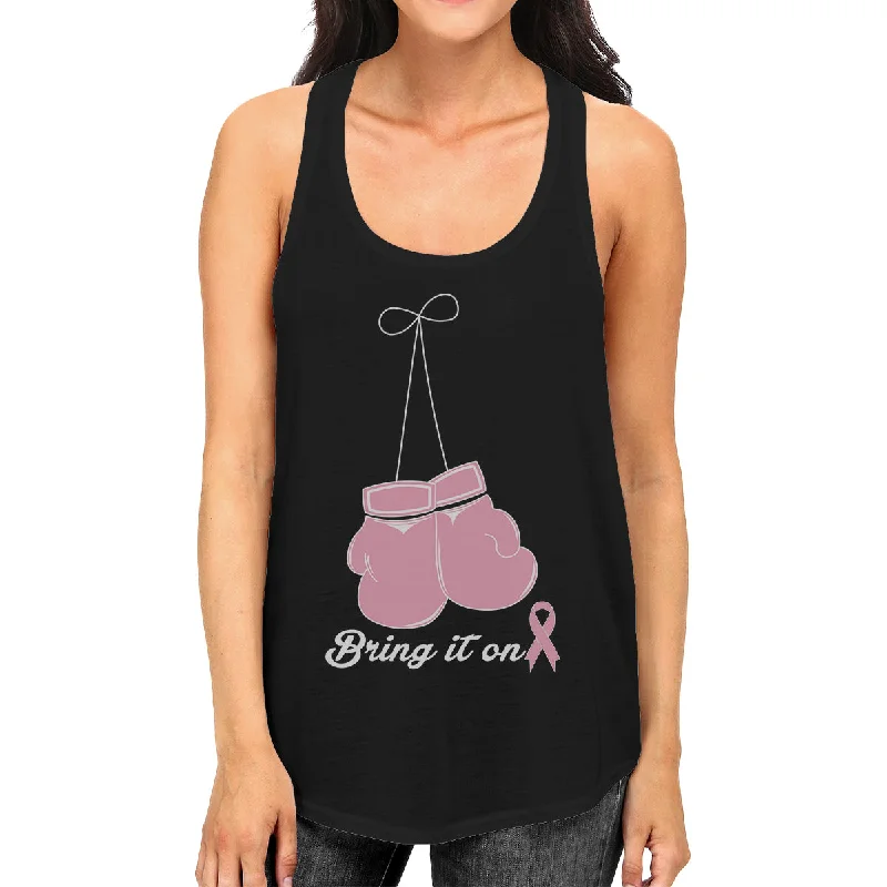 Modish Fashion Discounts Bring It On Breast Cancer Awareness Boxing Womens Black Tank Top