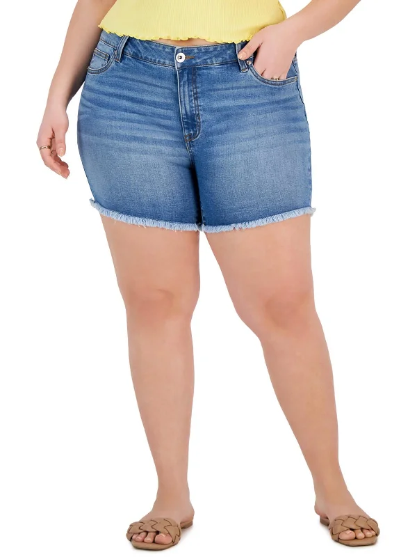 Summer Deals Plus The Sugar Womens High Rise Mini Denim Shorts