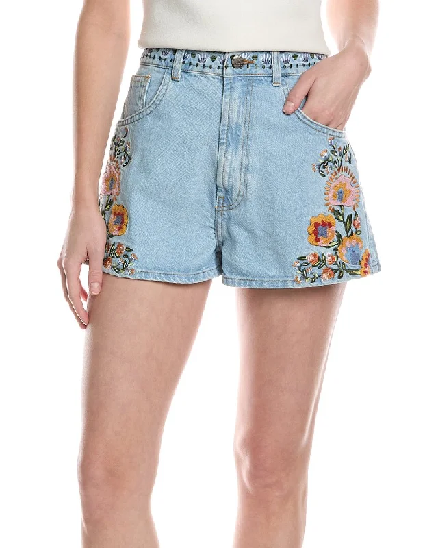 Women's Vacation Attire FARM Rio Embroidered Denim Short