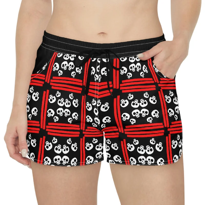 Season Offer Women's Skull Red & White Casual Shorts