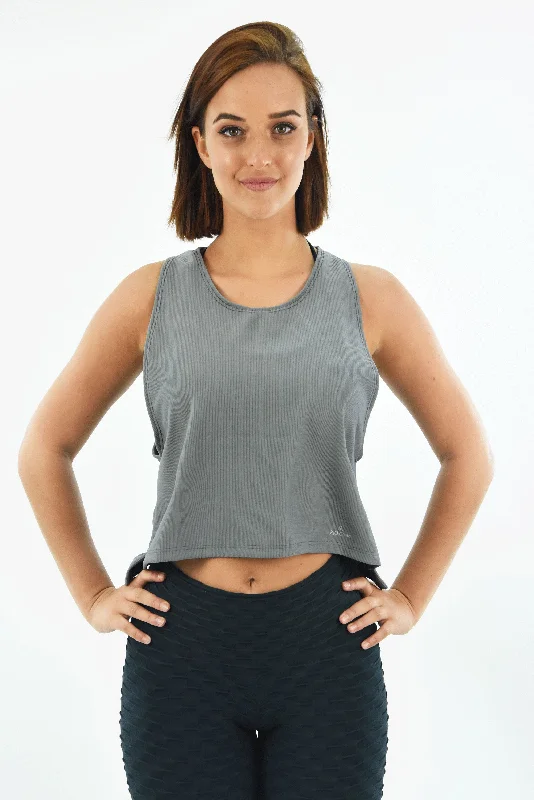 Women's Active Garments For Workouts Marcia Crop  Tank Grey