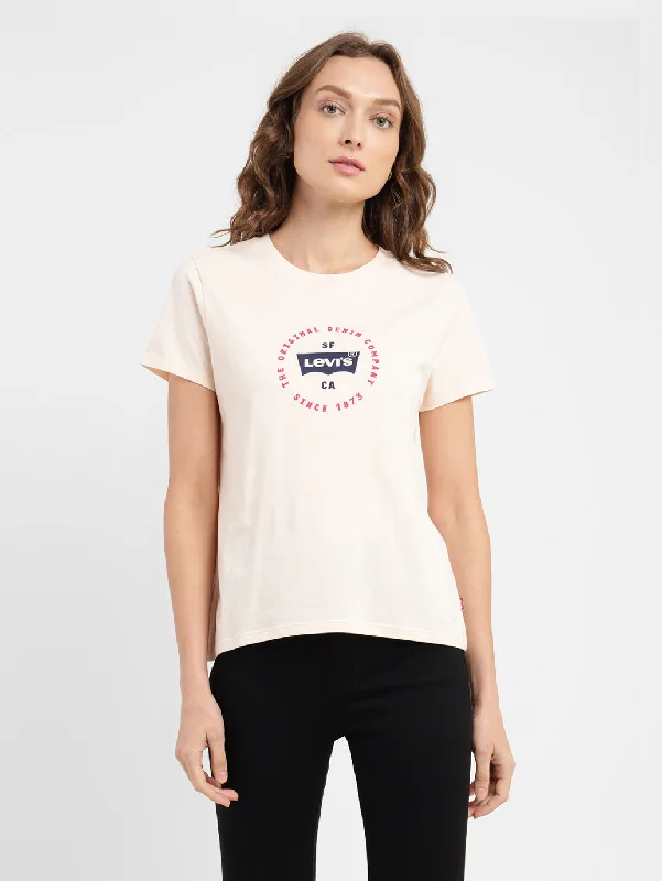 Women's Office Attire Women's Brand Logo Slim Fit T-shirt