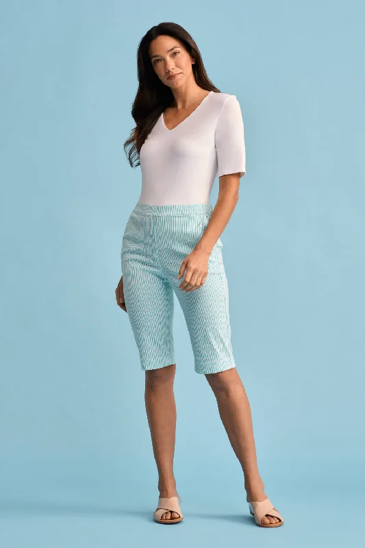 Step Ahead, Lead The Trend Seersucker Stripe Short - Turquoise Stripe