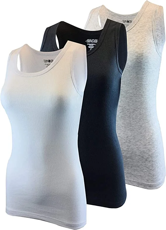 Women's Elegant Clothes Tank Top | Black/White/Grey - 3 Pack