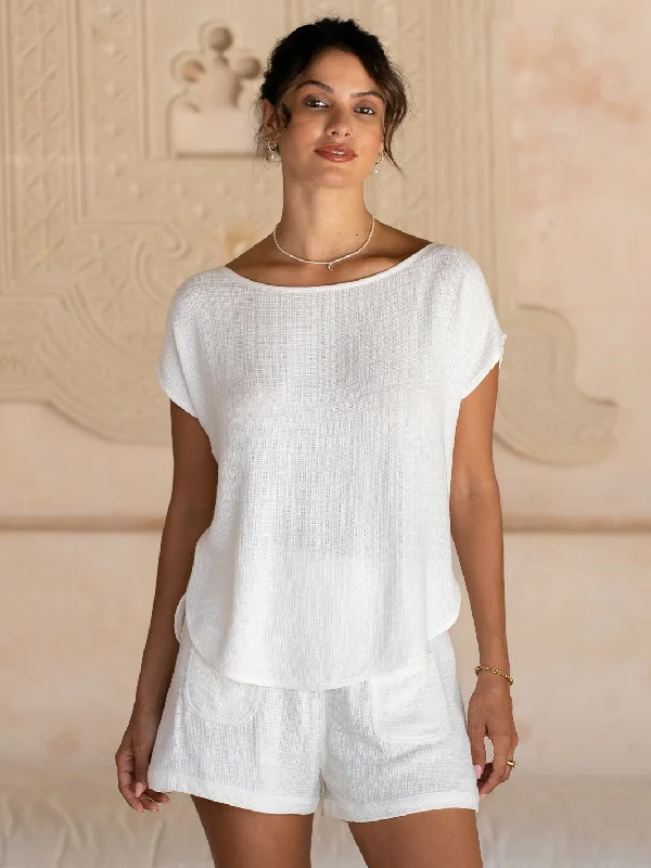 Affordable Luxury Women's Garments Casa Linen Blend Top Coconut