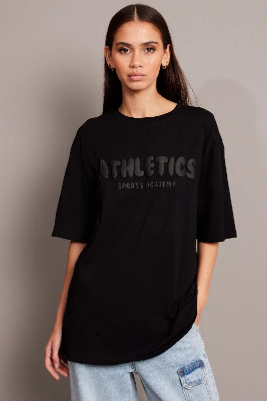 On-Trend Fashion Offers Black Graphic Tee Short Sleeve