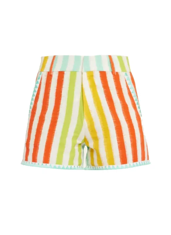 Sustainable Women's Apparel Ikat Striped Shorts In Multi