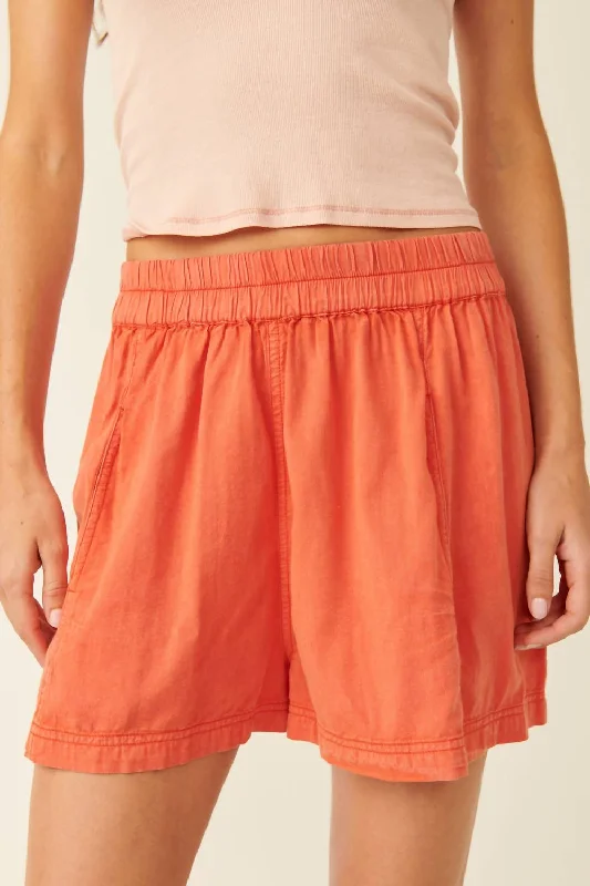 Chic & Cozy Collection Poplin Pull On Short In Orange