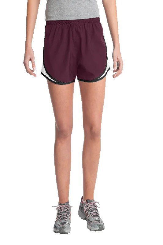 Women's Outdoor Attire Sport-Tek Womens Cadence Moisture Wicking Shorts - Maroon/White/Black - Closeout