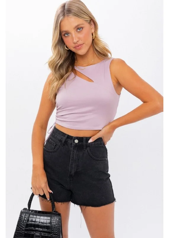 Shop The Hottest Deals Lilac Ruched Sleeveless Top - Final Sale