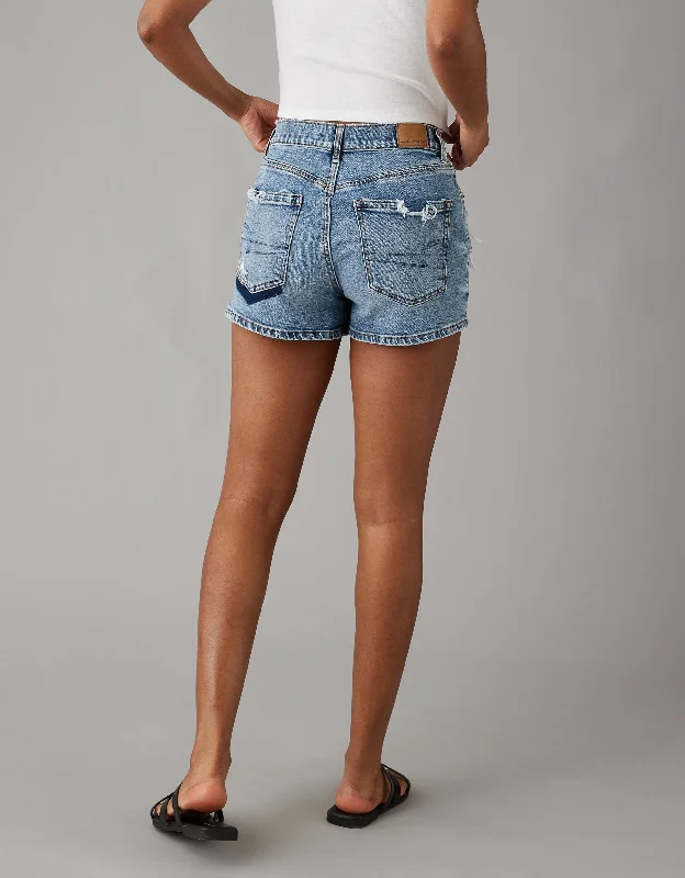 Women's Outfit For The Office AE Strigid Super High-Waisted Relaxed Ripped Denim Short