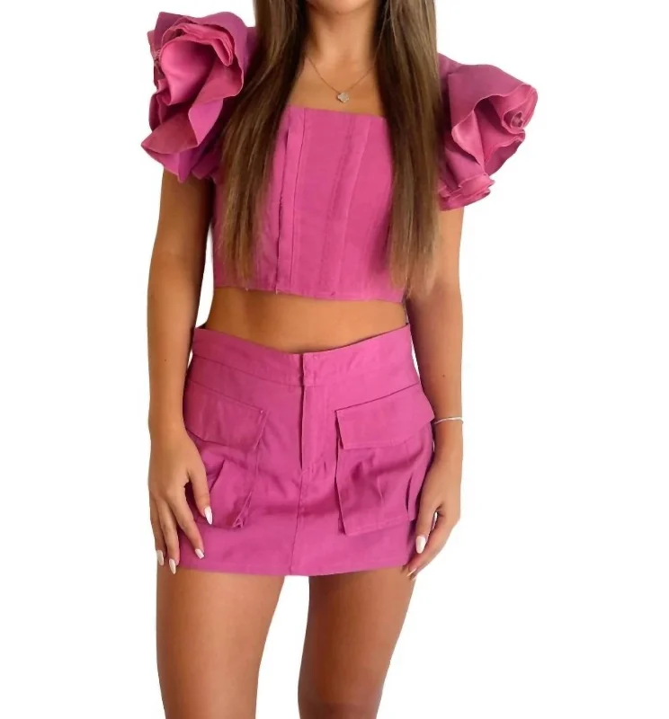 Affordable Luxury Women's Apparel Hailey Cargo Mini Skort In Pink