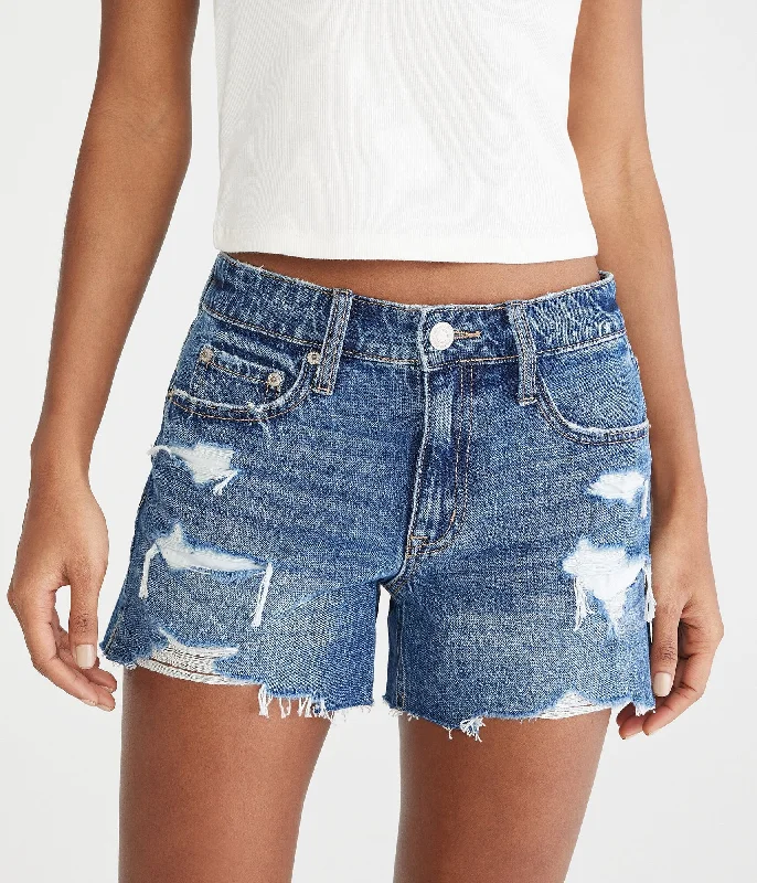 Women's Travel Outfit Set Aeropostale Low-Rise Baggy Denim Shorts