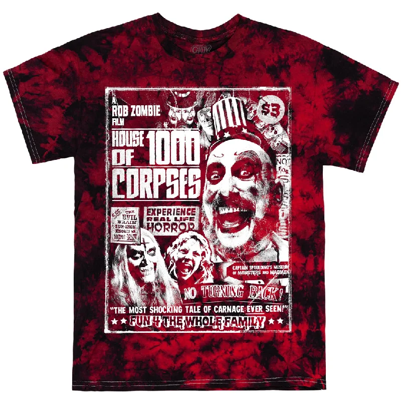 Stylish Women's Outfit HOUSE OF 1000 CORPSES: REAL LIFE HORROR - TIE-DYE T-SHIRT (GLOW IN THE DARK)