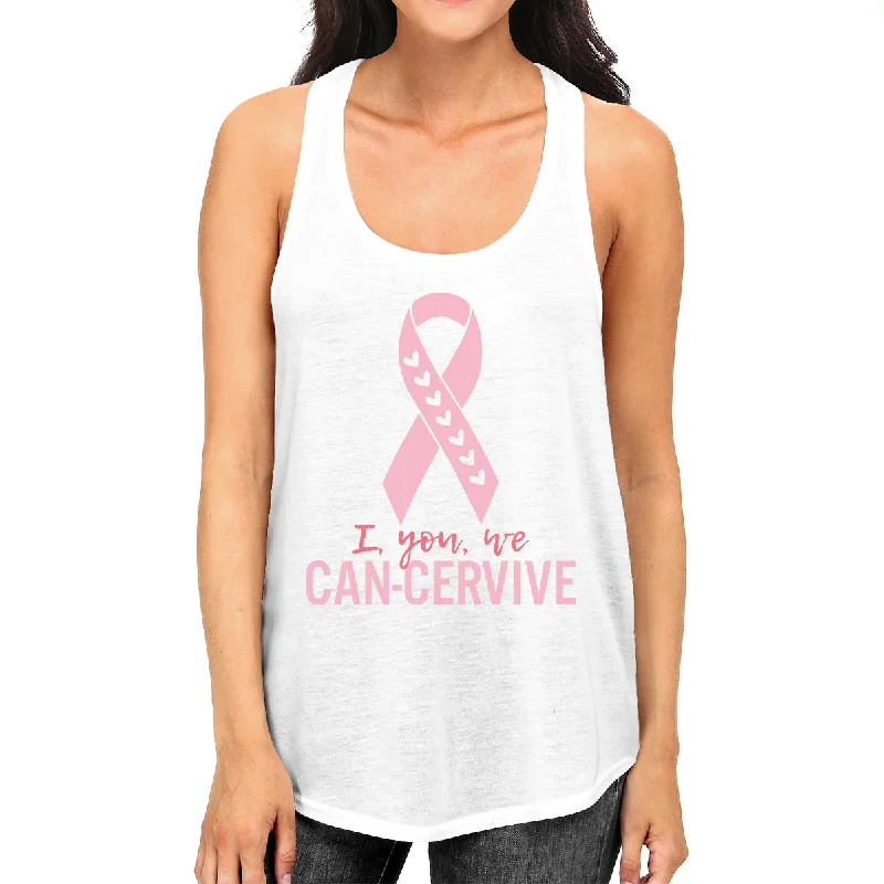 Women's Clothing For Work I You We Can-Cervive Breast Cancer Womens White Tank Top