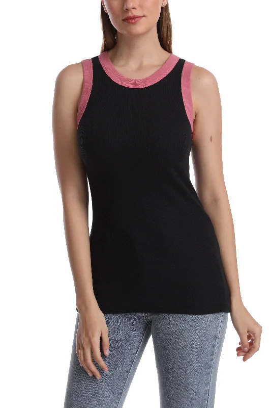 Women's Activewear Attire SUMONA Women Round Neck Wide Strap Casual Basic Ribbed Tank Top