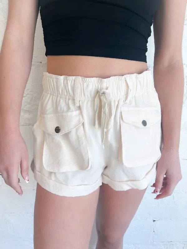 Women's Stylish Outdoor Outfit Out About Town Drawstring Shorts In White