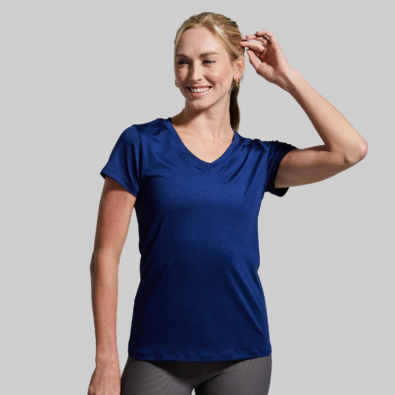 Modern Fashion Sale Athleisure Short Sleeve V-Neck (Blue Depths)