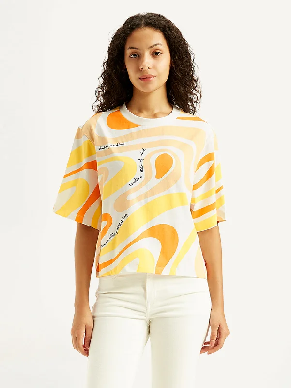 Women's Layered Outfit Women's Abstract Print Relaxed Fit T-shirt