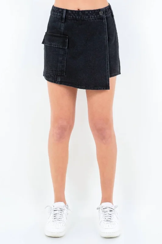 Urban Style Promotions Cargo Pocket Mini Skort With Buttons In Black