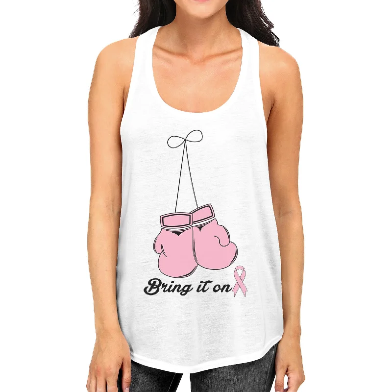 Women's Outerwear Clothing Bring It On Breast Cancer Awareness Boxing Womens White Tank Top