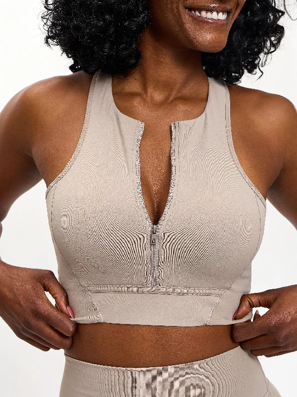 Women's Relaxed Clothes Colorado Zip Sports Bra - Neutral