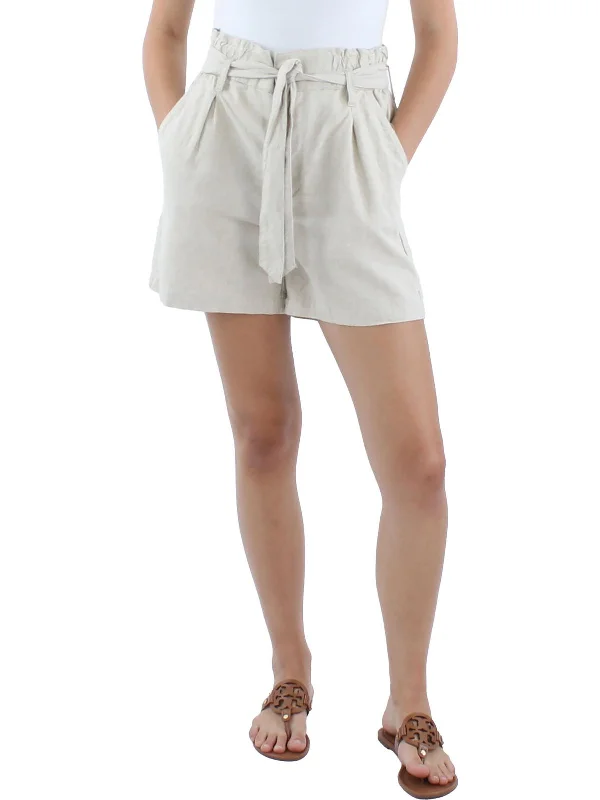 Chic Trends Unveiled Womens Linen Blend High-Rise Casual Shorts