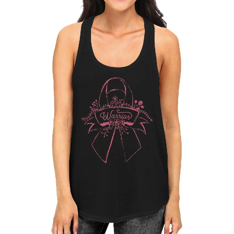 Affordable Trendy Fashion Warrior Breast Cancer Awareness Womens Black Tank Top